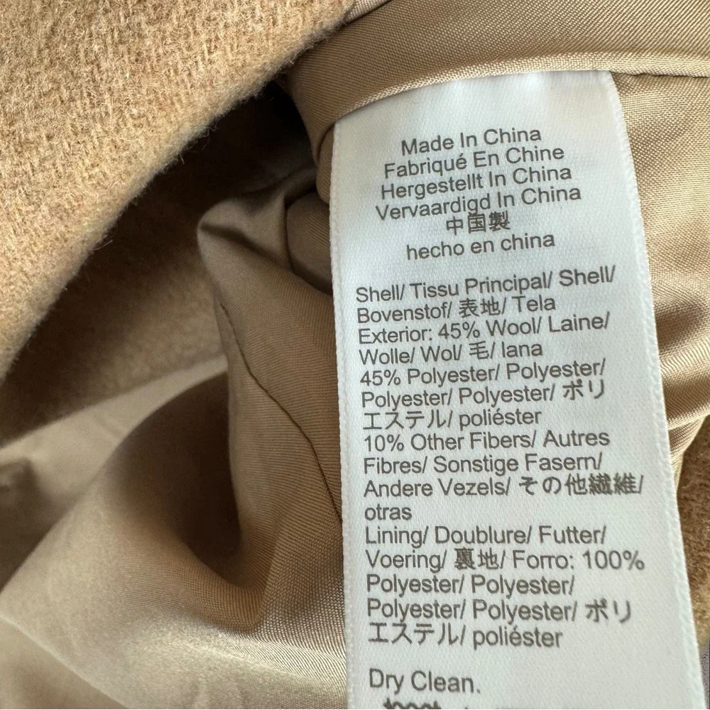 J. Crew Wool Blend Cocoon‎ Coat Sandstone Beige Stadium Cloth Sz 00 - Picture 4 of 6